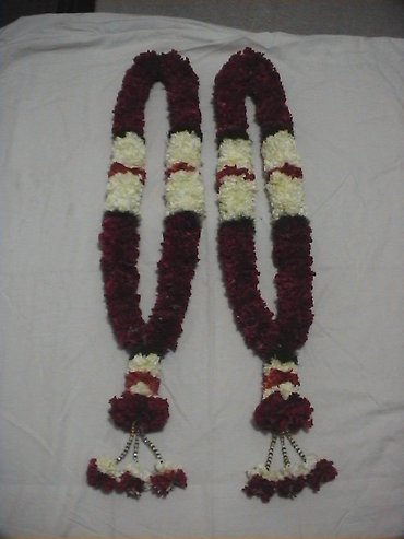 Maroon and White Carnations garland